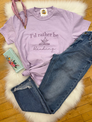 Lindsay I'd Rather Be Reading Embroidered Tee