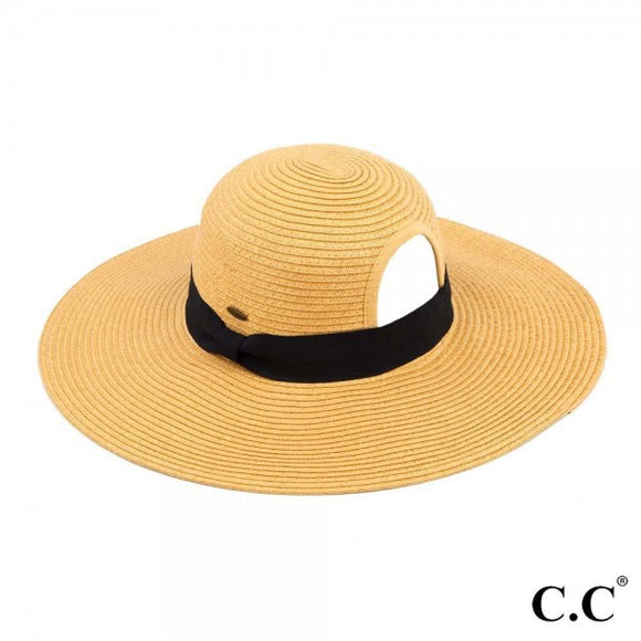 Wide Brim Ponytail Hat