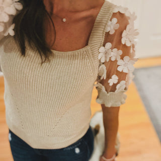 Molly Puff Sleeve Sweater Top - Short Sleeve