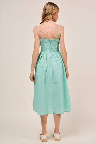 Callie Dip Front Smocked Midi Dress