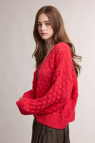 Poppy Bubble Sleeve Cardigan