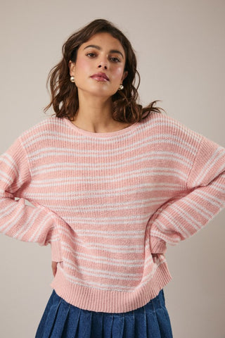 Brandi Boat Neck Striped Sweater