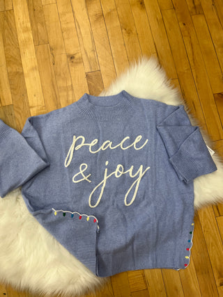 Felicia Mock Neck Long Sleeve Peace & Joy Novelty Sweater