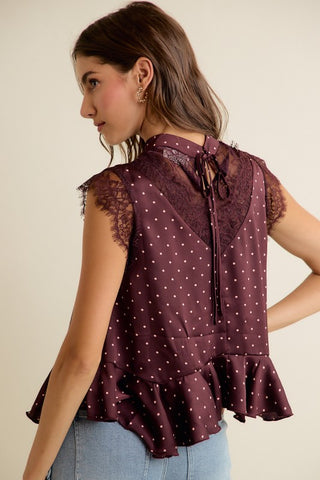Freya Satin & Lace Peplum Top