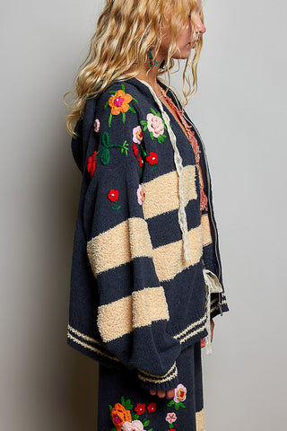 Daisy Chunky Knit Zip Up Hoodie Sweater