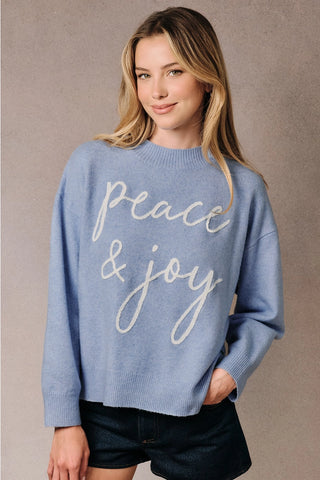 Felicia Mock Neck Long Sleeve Peace & Joy Novelty Sweater