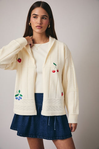 Suki Fruit Embroidered Cardi