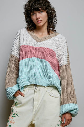 Charlie Chunky Knit V Neck Sweater