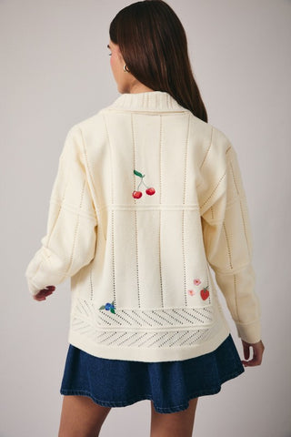 Suki Fruit Embroidered Cardi