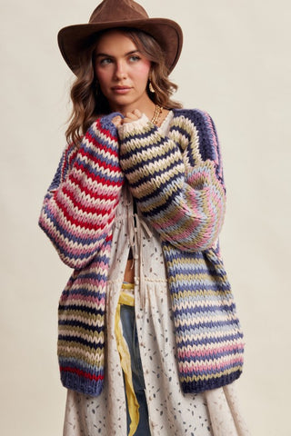 Kenzi Chunky Knit Stripe Cardigan