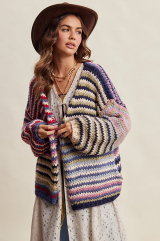 Kenzi Chunky Knit Stripe Cardigan