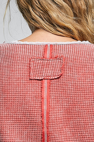 Cassie Thermal V-Neck w/Crochet Detail