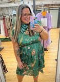 Evelynn Fall Floral Greens Dress - THML