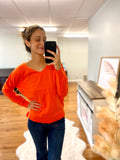 Olivia Orange V Neck Soft Sweater