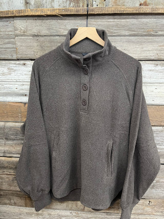 Raina Quarter Button Crewneck Pullover