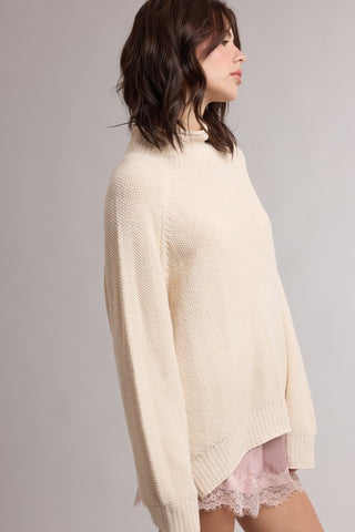 Natalie Textured Mock Neck Sweater