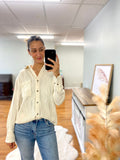 Constance Textured Button Up Ecru Top