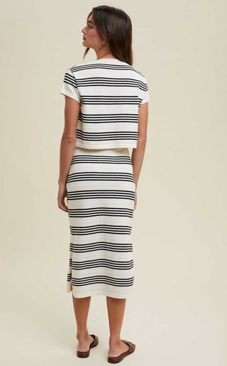 Krissa Striped Sweater Skirt Set