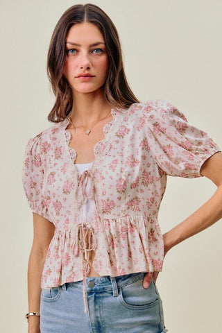 Kayla Floral Tie Front Top