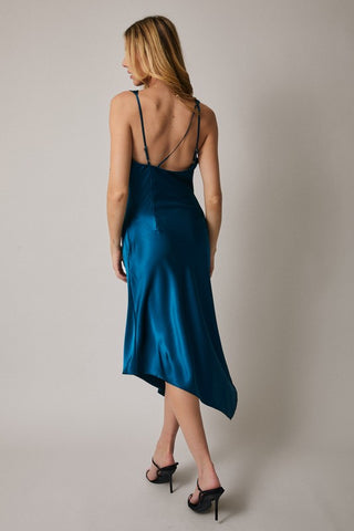 Christine Cowl Neck Satin Midi Dress