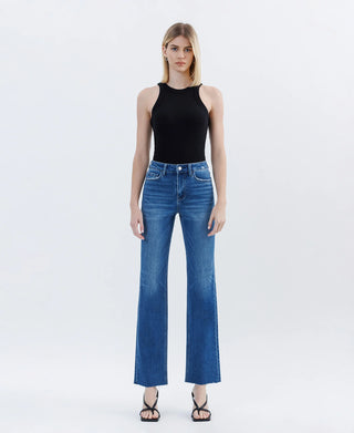 Raptureously High Rise Clean Cut Raw Hem Straight Jeans