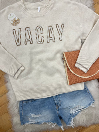 Vacay Embroidered Brushed Sweater