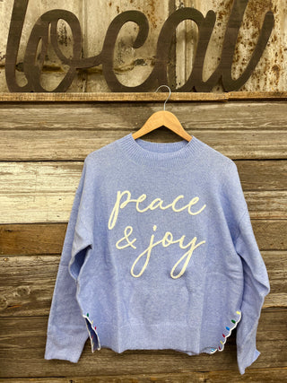 Felicia Mock Neck Long Sleeve Peace & Joy Novelty Sweater