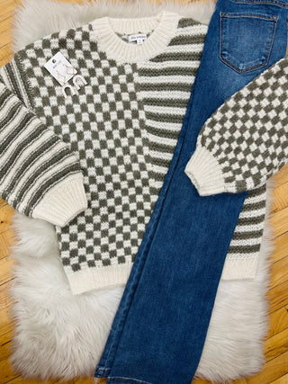 Audrey Stripe & Checkered Sweater