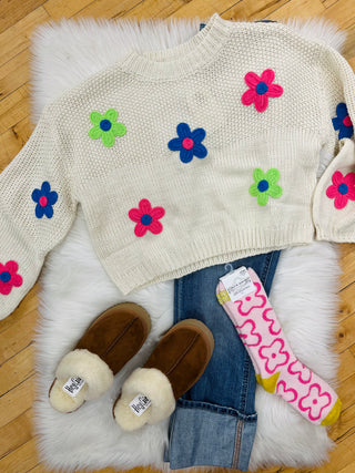 Flora Daisy Crop Sweater