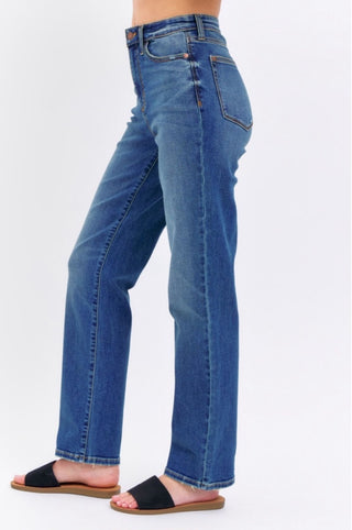 Judy Blue High Waist Straight Fit Jeans - Dark Wash