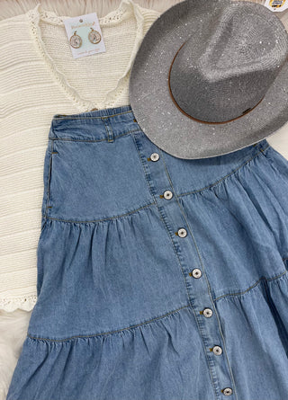 Carley Tiered Denim Skirt