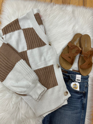 Chasity Checkered Button Front Cardigan
