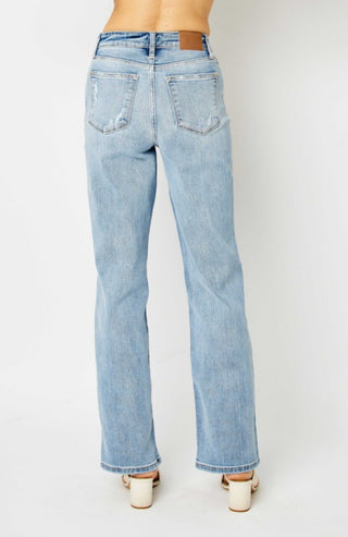 Judy Blue - Hi Waist Light Wash Straight Leg Jeans