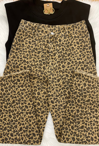 Nila Wide leg Leopard Twill Pants