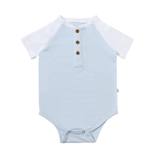 League Blue/White Stripes Raglan Onesie