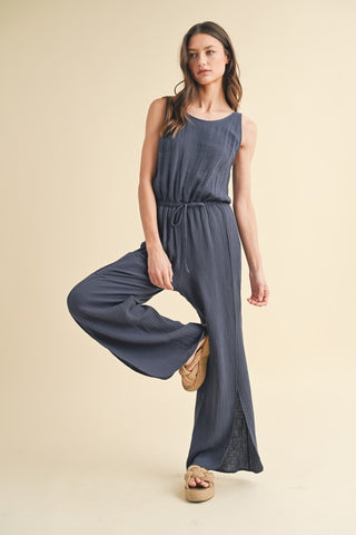 Noelle Navy Gauze Jumpsuit