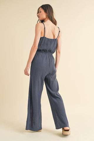 Noelle Navy Gauze Jumpsuit