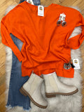 Olivia Orange V Neck Soft Sweater