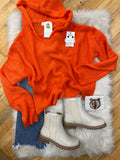 Erin Slouchy VNeck Knit Orange Pullover