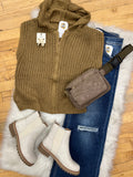 Nessa Zip Front Hooded Sweater Vest
