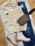 Nessa Zip Front Hooded Sweater Vest