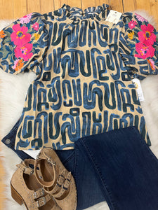 Rowan Embroidered Puff Sleeve Top