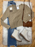 Claire Pointelle Knit Crop Sweater