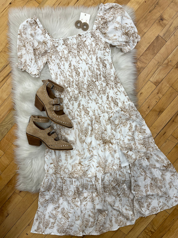 FINAL SALE Sienna Smocked Drop Waist Midi Dress