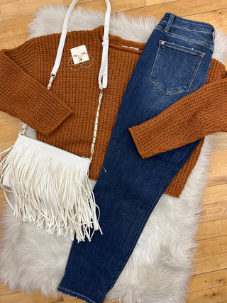 Myra Rust Boxy Sweater Top