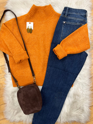 Jemma Tangerine Orange Waist Length Turtleneck