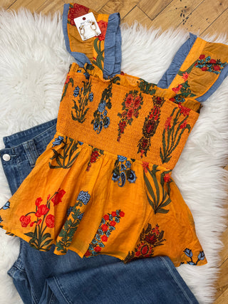 Cindy Smocked Floral Top