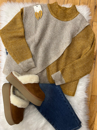 Val Color Block Split Front Sweater