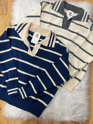 Chrissy Stripe Collar Sweater