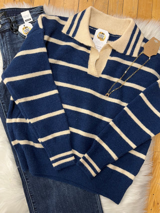 Chrissy Stripe Collar Sweater